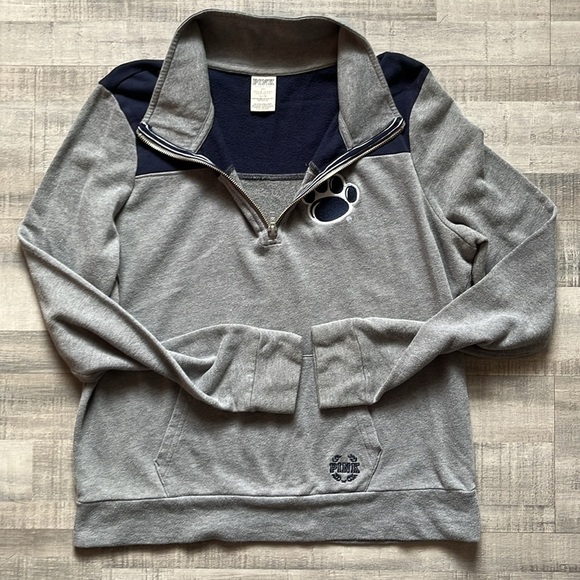 Penn State Victoria Secret Large long sleeve quarter 1/4 zip blue white gray - Picture 6 of 10